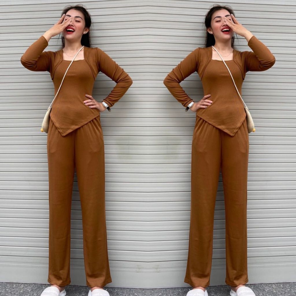 Đồ Thu Đông Áo Tay Dài Quần Ống Rộng Bigsize ESHOP Set Đồ Đi Chơi Nữ Sang Chảnh Mặc Nhà Đi Chơi Đẹp Dễ Thương GL68