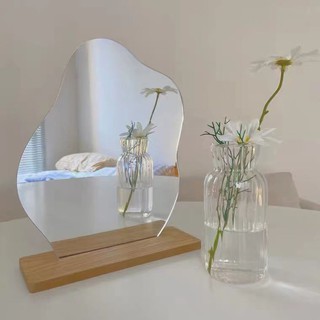 Gương mây trang điểm để bàn phong cách Hàn Quốc tặng kèm đế gỗ, gương để bàn trang điểm