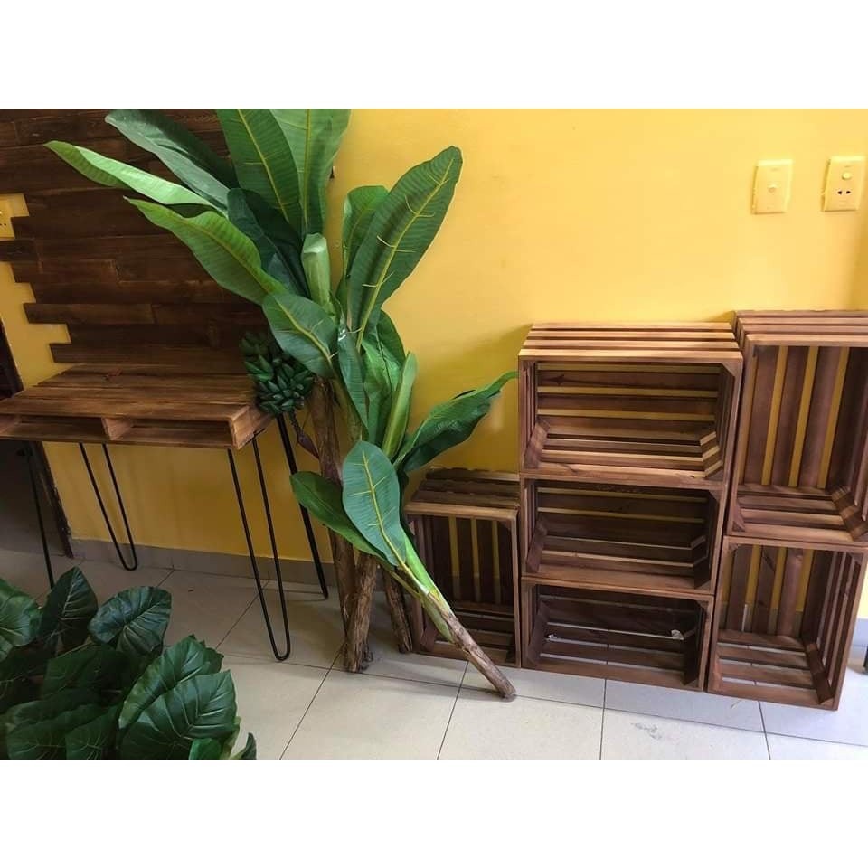 Thùng Gỗ Pallet Màu Khò Lửa Chống Mối Mọt - Hộp Gỗ Thông Đa Năng Decor Nhiều Size - TC Home