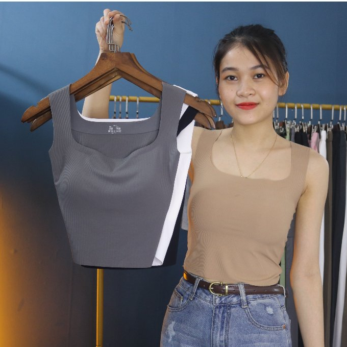 Áo Croptop Nữ Áo Bra Nữ Chất Liệu Su Đúc Gân Tăm Bản To Cổ Vuông Có Mút Nhiều Size LAS003