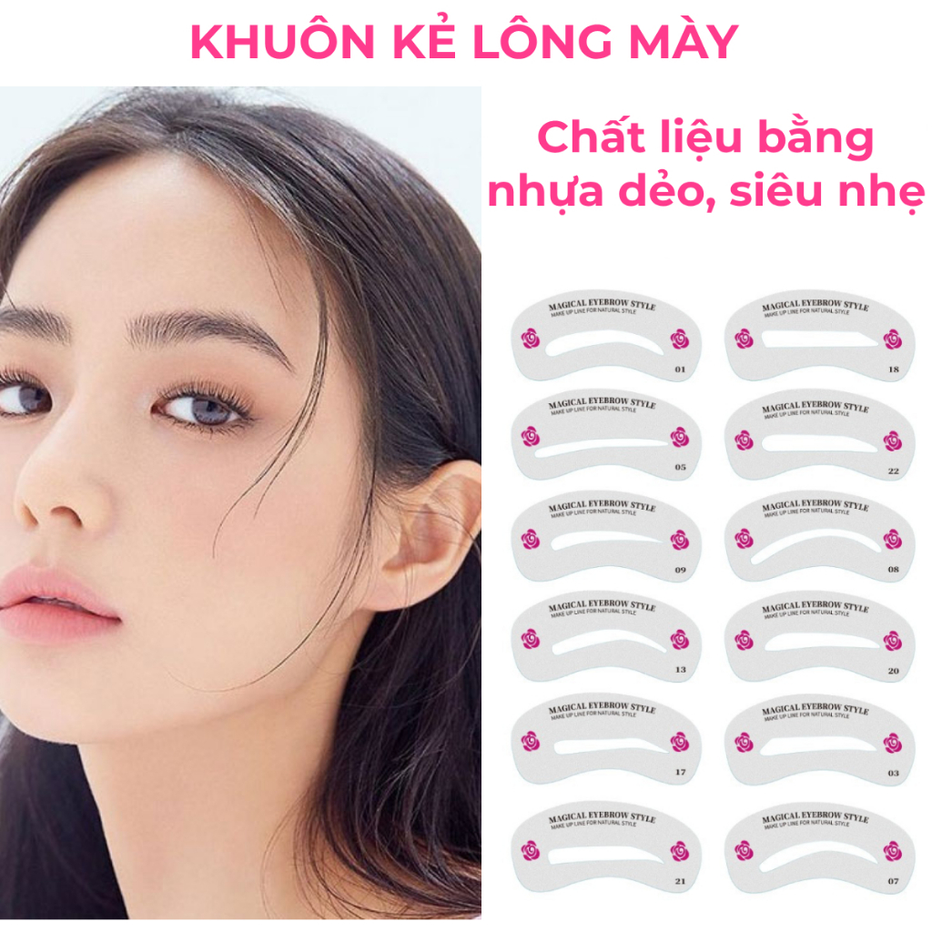 Khuôn vẽ chân mày bộ 24 kiểu dáng khác nhau dễ dàng lựa chọn kiểu phù hợp và dễ thay đổi thường xuyên