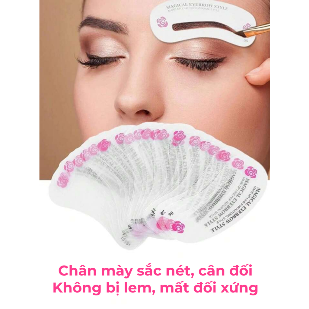 Khuôn vẽ chân mày bộ 24 kiểu dáng khác nhau dễ dàng lựa chọn kiểu phù hợp và dễ thay đổi thường xuyên