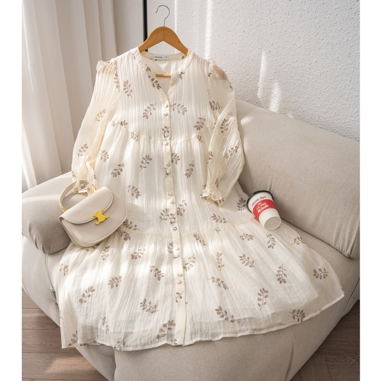 MEDYLA – Váy bầu mùa thu thiết kế tơ ren lót lụa cho bầu mặc đi làm dự tiệc – VTX1487