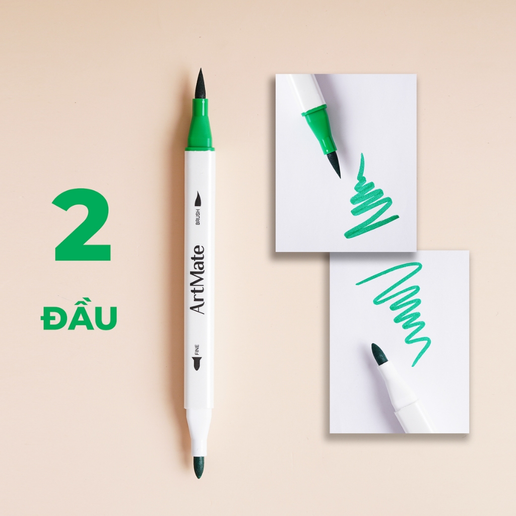 Bút Viết Calligraphy Artmate Bút Lông Màu 2 Đầu Trang Trí Tiêu Đề, Bullet Jounal Bút Brush Tô Màu, Vẽ Tranh WC451/453/5
