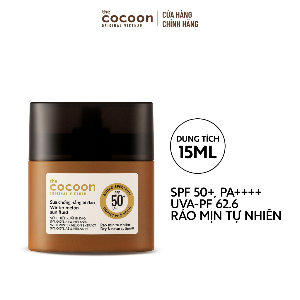 MINI SIZE-Sữa chống nắng bí đao - Ráo mịn tự nhiên SPF 50+, UVA-PF 62.6 Cocooon 15ml