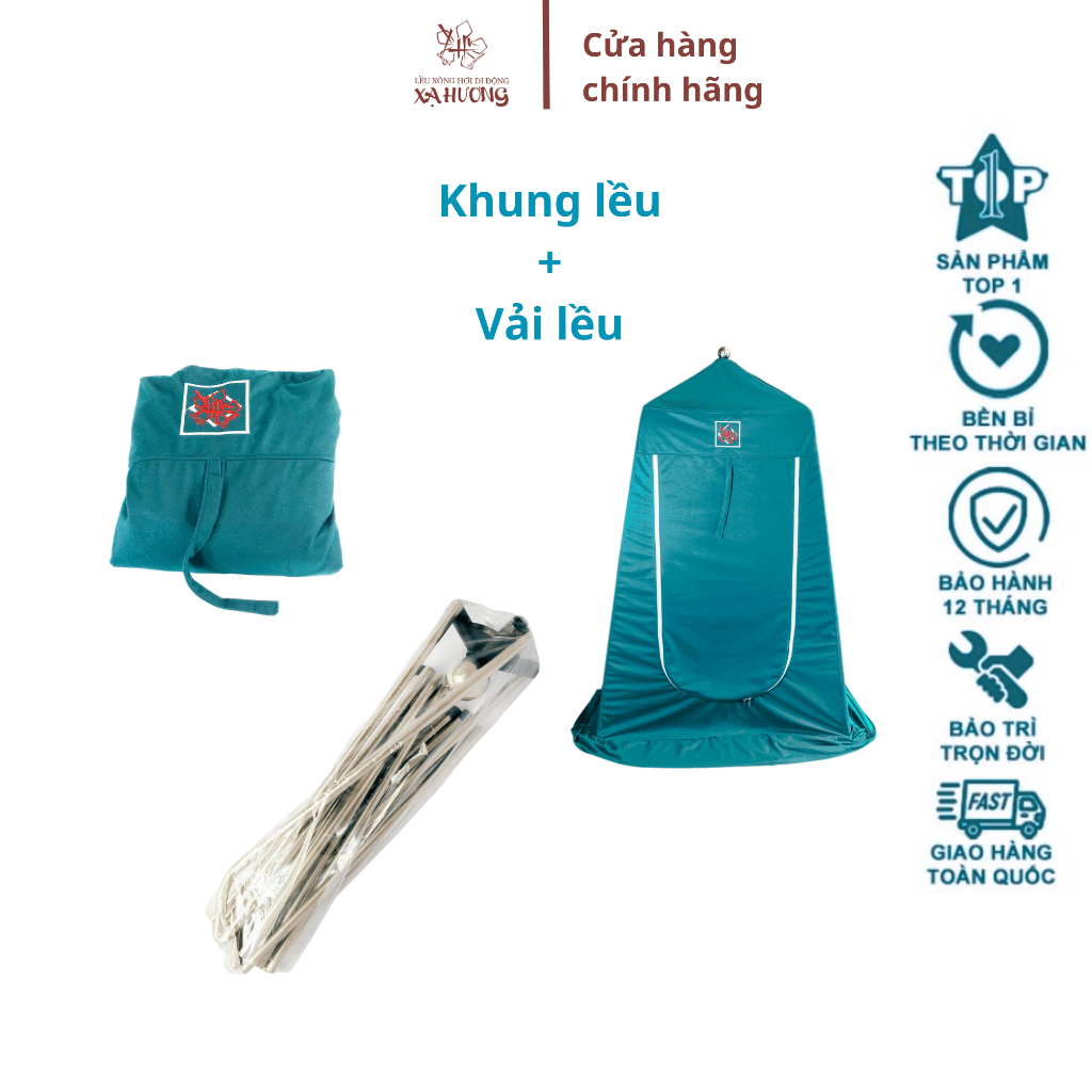 Khung lều + Áo lều xông hơi XẠ HƯƠNG, siêu gọn, Thải Độc Và Nâng Cao Sức Khỏe (khung lều inox + vải lều không gồm nồi)