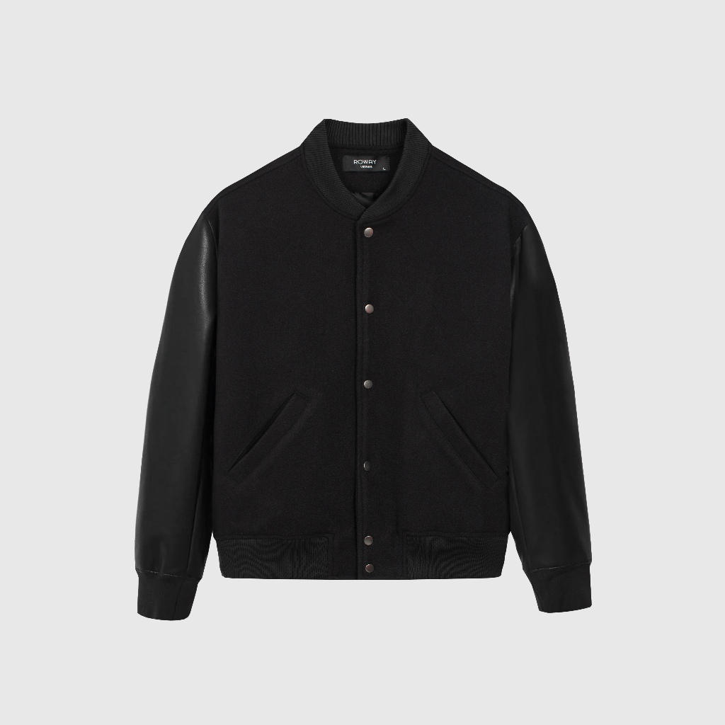 Áo khoác ROWAY form suông | Varsity tay da | Shopee Việt Nam