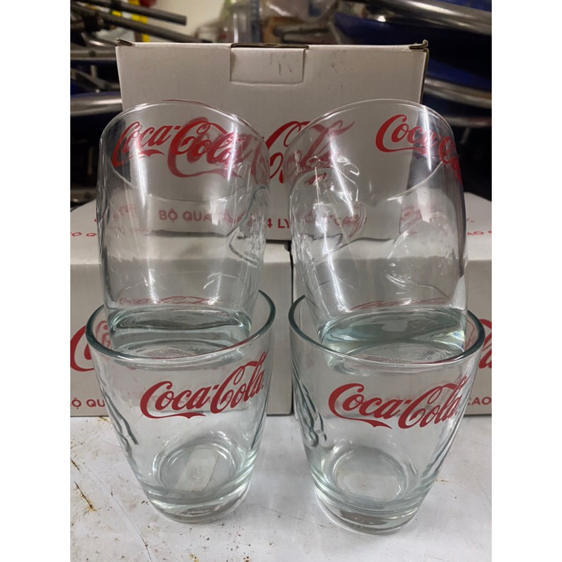 [NHU ANH SHOP] 4 LY THUỶ TINH UỐNG NƯỚC IN TRÁI DÂU COCACOLA