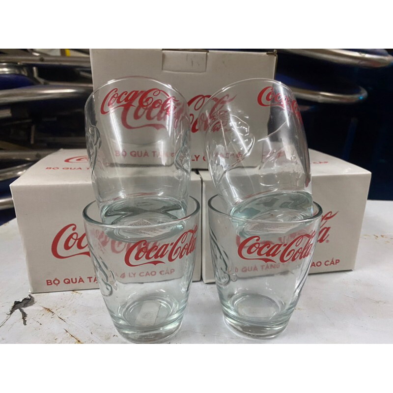 [NHU ANH SHOP] 4 LY THUỶ TINH UỐNG NƯỚC IN TRÁI DÂU COCACOLA