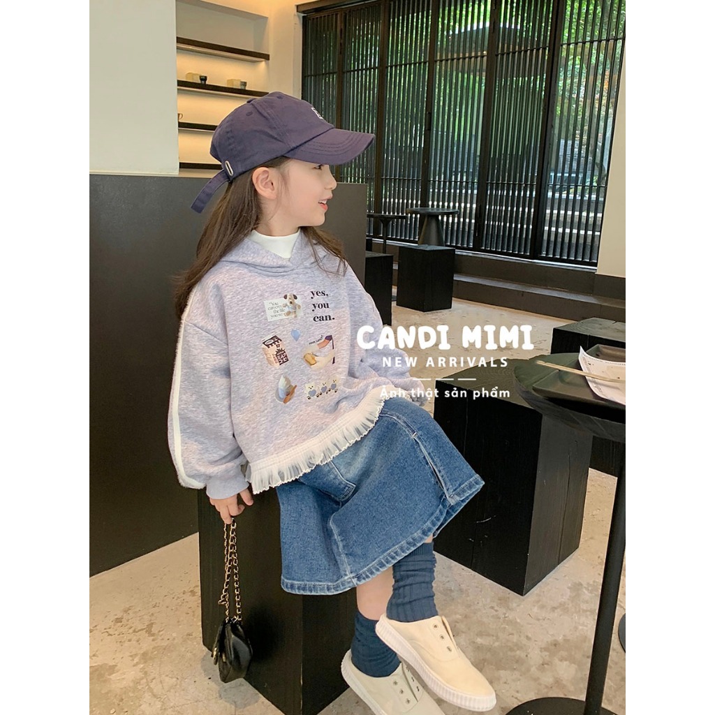CANDIMIMI Chân Váy Túi Hộp Dáng Dài Cho Bé Gái - Denim Cotton Cao Cấp - Sợi Tự Nhiên Dày Dặn, Mềm Mại