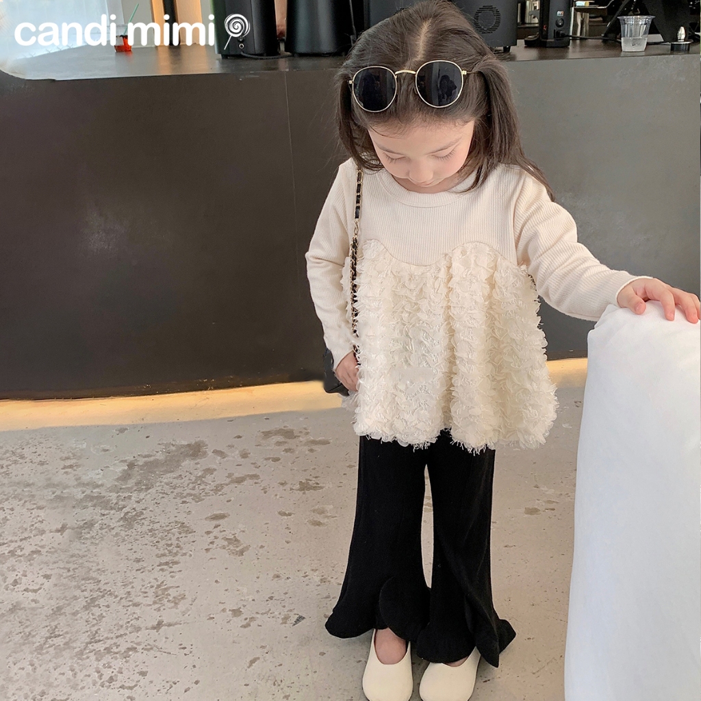 CANDIMIMI Áo Len Dáng Xòe Phối Lông Vũ Phong Cách Tiểu Thư Cho Bé Gái - Sợi Tự Nhiên Cao Cấp, Dày Dặn, Mềm Mại