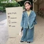 CANDIMIMI Set Áo Khoác Quần Dài Denim 100% Cotton Cao Cấp Cho Bé Gái - Sợi Tự Nhiên Dày Dặn, Mềm Mại