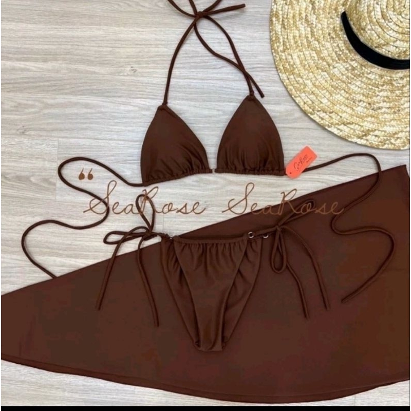 Bikini 3 Mảnh Màu Nâu Café N0 Blem – Thời Trang Biển