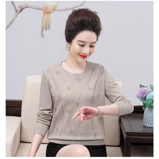 áo len trung niên nữ cho mẹ，đồ bộ trung niên cho mẹ，áo len nữ trung niên sang trọng