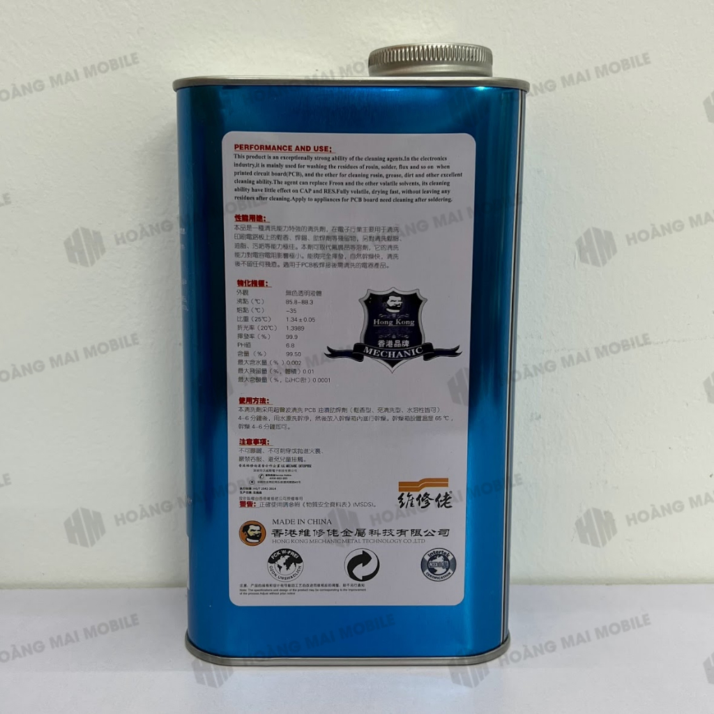 Nước rửa main MECHANIC 850 850g vệ sinh bo mạch, làm sạch flux, bụi bẩn, dầu mỡ và cặn bẩn sau hàn khò