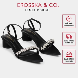 - Giày sandal cao gót nữ mũi nhọn quai đính đá sang trọng cao 5cm - EB069