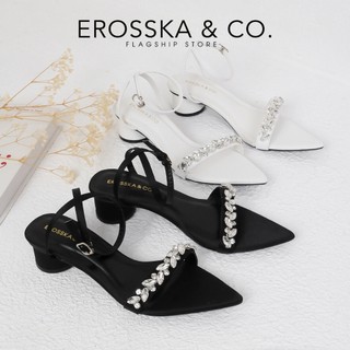 [Erosska] - Giày sandal cao gót nữ mũi nhọn quai đính đá sang trọng cao 5cm - EB069