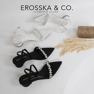 [Erosska] - Giày sandal cao gót nữ mũi nhọn quai đính đá sang trọng cao 5cm - EB069