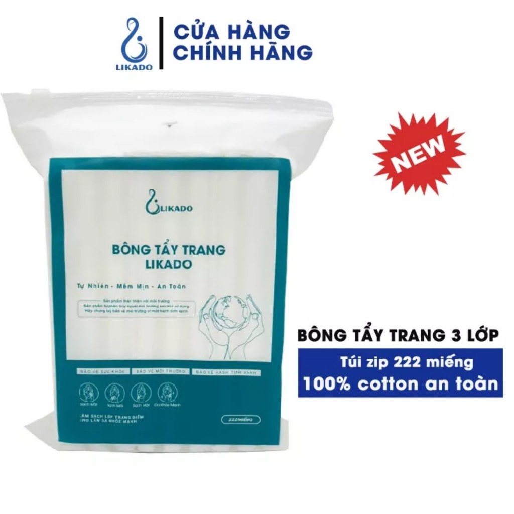 Ảnh Bông tẩy trang Likado 222 miếng 100% bông tự nhiên kích thước(5*6cm) 3
