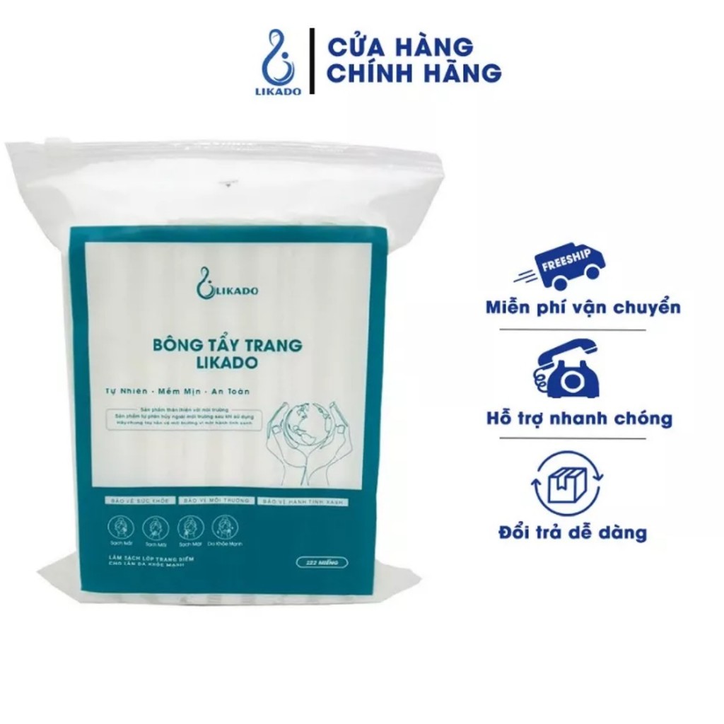 Ảnh Bông tẩy trang Likado 222 miếng 100% bông tự nhiên kích thước(5*6cm) 1