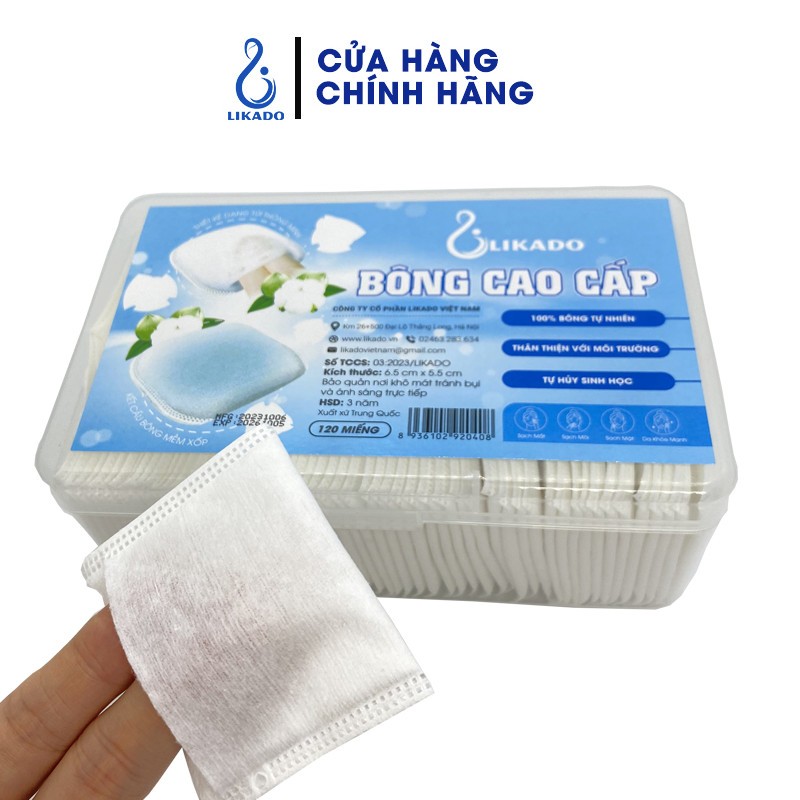 Ảnh Bông tẩy trang Likado kích thước 5.5*6.5cm HỘP 120 MIẾNG 1