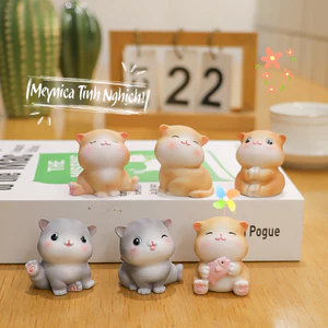 Set Tượng Mô Hình Mèo Xám Mini, Phụ kiện trang trí &Quà tặng Cute Xinh Xắn🐱Meynica Tinh Nghịch