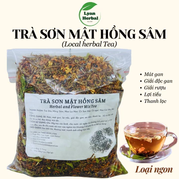 Trà Sơn mật Hồng sâm (loại ngon) nhiều cỏ ngọt giúp ngủ ngon, trà thảo mộc mát gan giải độc gan