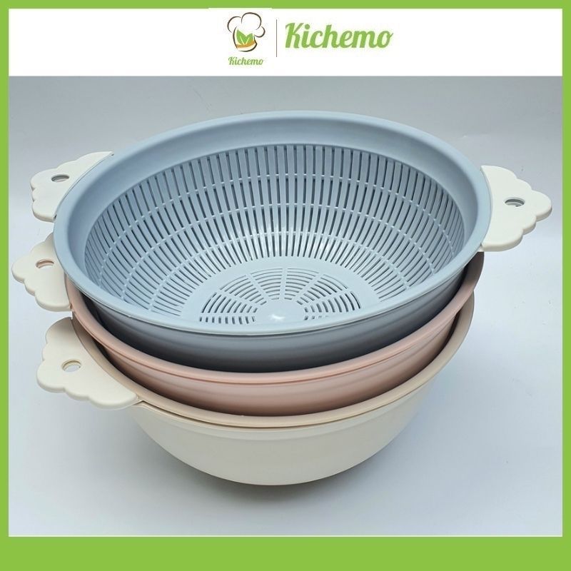 Rổ kèm chậu Việt Nhật Rổ tai 2 lớp rủa rau củ đa năng | Shopee Việt Nam