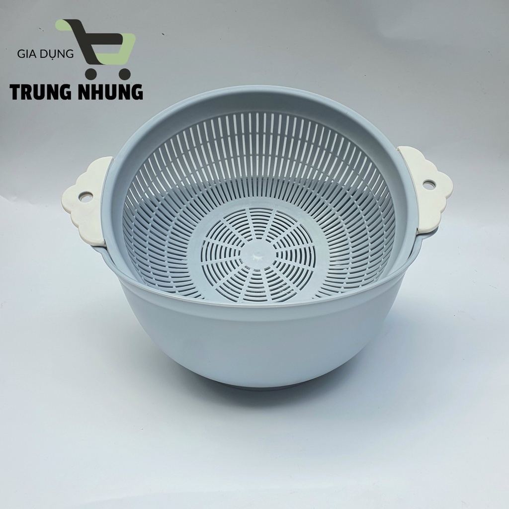 Rổ kèm chậu Việt Nhật Rổ tai 2 lớp rủa rau củ đa năng | Shopee Việt Nam