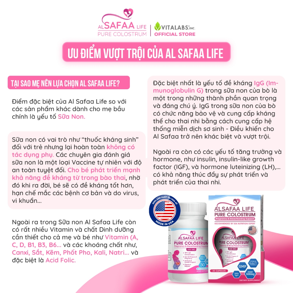 Thực phẩm bảo vệ sức khỏe Sữa non Al Safaa Life hộp 1 viên