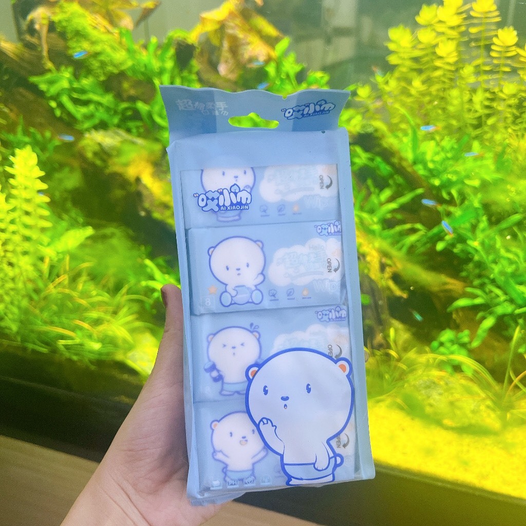 Set 8 gói Khăn giấy ướt mini bỏ túi nhỏ gọn - dễ dàng  - Bịch 64 khăn ướt mini bỏ túi siêu gọn