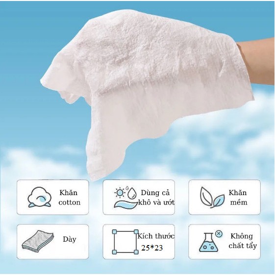 Túi 50 viên Khăn giấy nén dạng viên kẹo hình gấu xanh 25 x 23cm