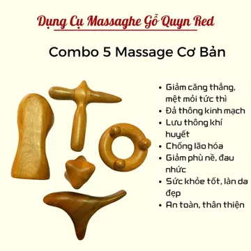 Bộ Dụng Cụ Bấm Huyệt Mát Xa Toàn Thân bằng gỗ không gây kích ứng da - dụng cụ bấm huyệt gỗ - Massage Quyn Red