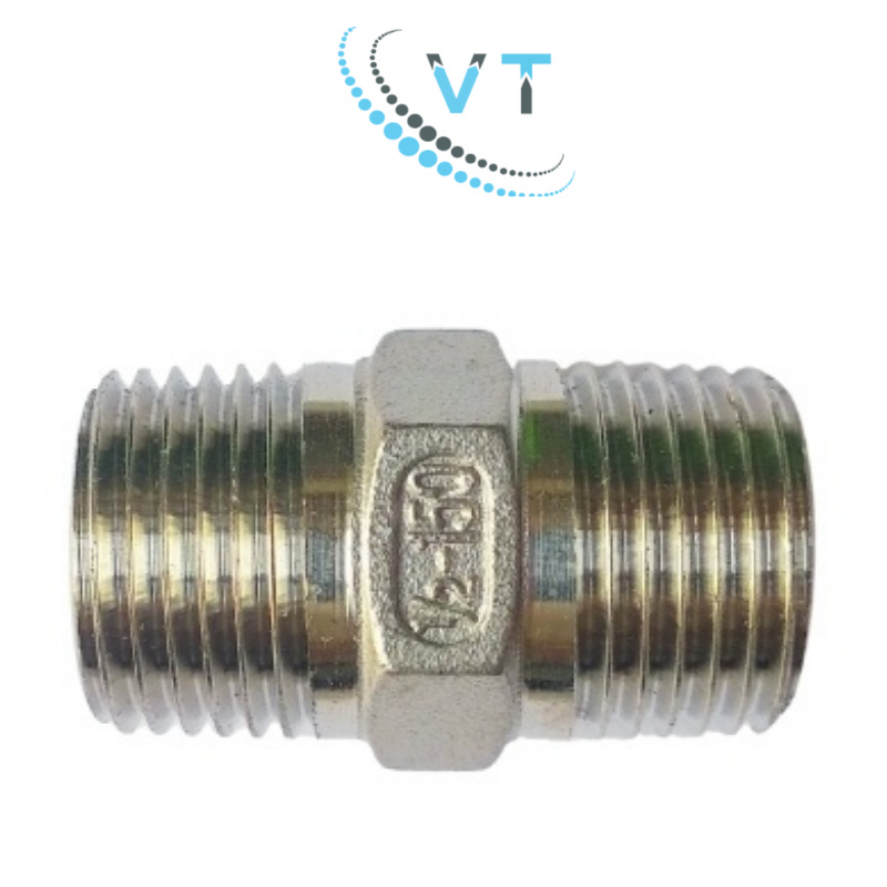 NỐI HAI ĐẦU REN, KÉP INOX 304 PHI 13mm - 17mm - 21mm - 27mm - 34mm