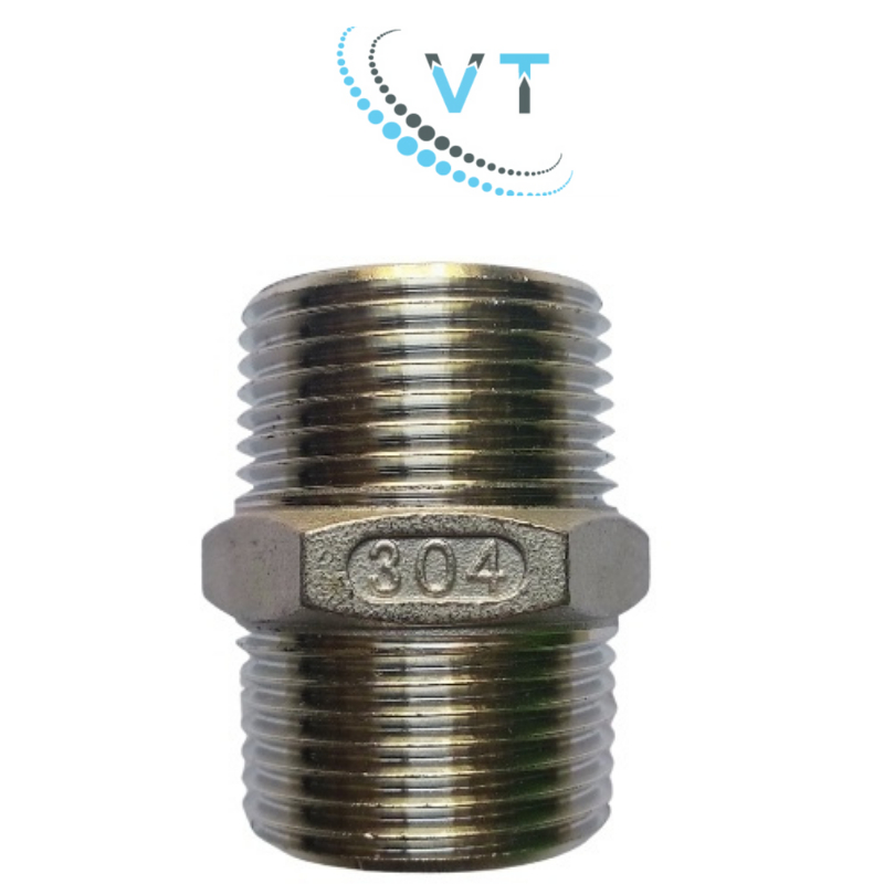 NỐI HAI ĐẦU REN, KÉP INOX 304 PHI 13mm - 17mm - 21mm - 27mm - 34mm