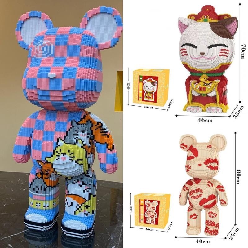 lego gấu mèo bearbrick 80cm mpin TẶNG BÚA Đồ chơi xếp hình lắp ráp ...