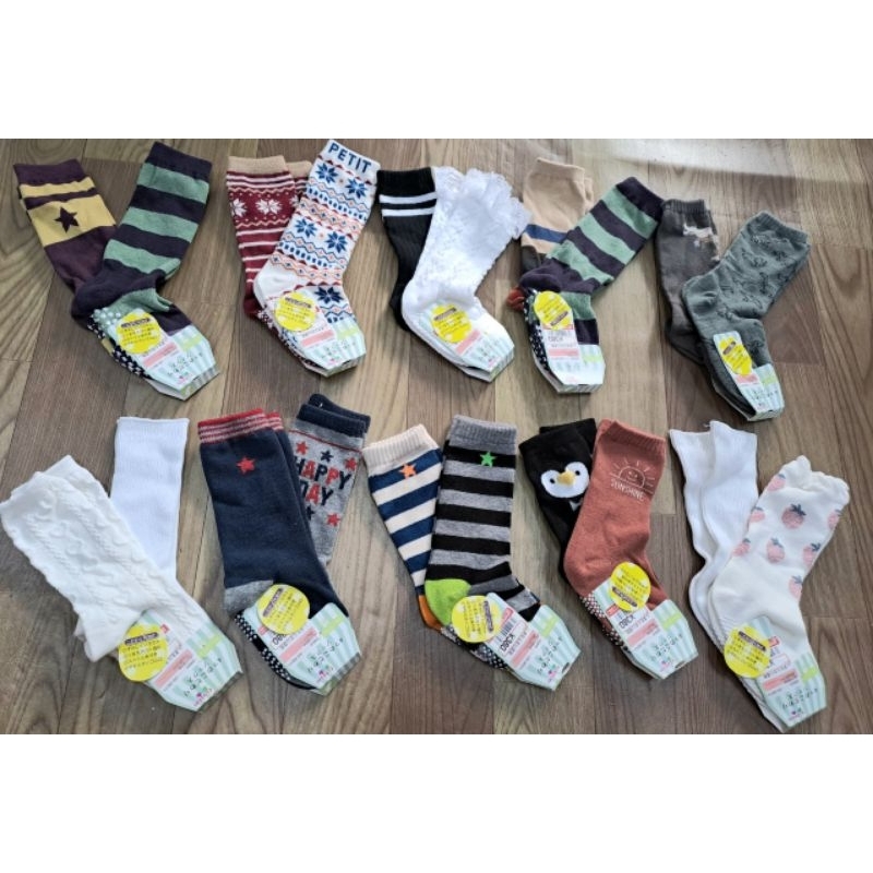 (BomoHouse) Set 2 đôi tất trẻ em cổ cao bé trai, bé gái xuất Nhật - dư xịn (1-8y)