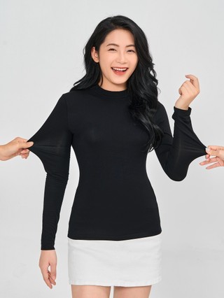 Áo thun giữ nhiệt YODY nữ dài tay vải mềm mịn co giãn giữ ấm WCTL25F020