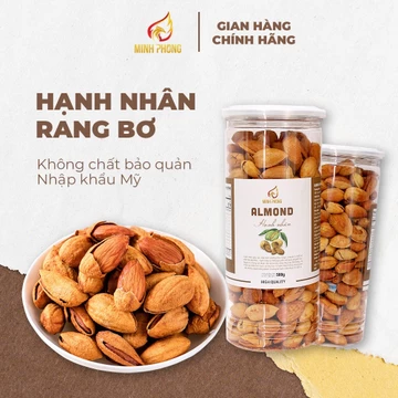 Hạnh Nhân Rang Bơ Cao Cấp Vỏ Mỏng Phù Hợp Ăn Liền Hoặc Làm Quà Biếu Tặng - Hạnh nhân rang bơ Minh Phong Farm 500g