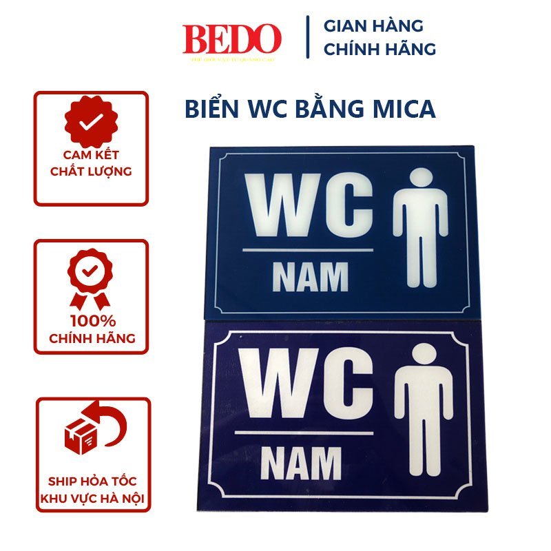 Biển WC Nam Nữ BEDO Mica Đài Loan In UV Cao Cấp Chống Trầy Chỉ Dẫn Nhà Vệ Sinh Hiện Đại