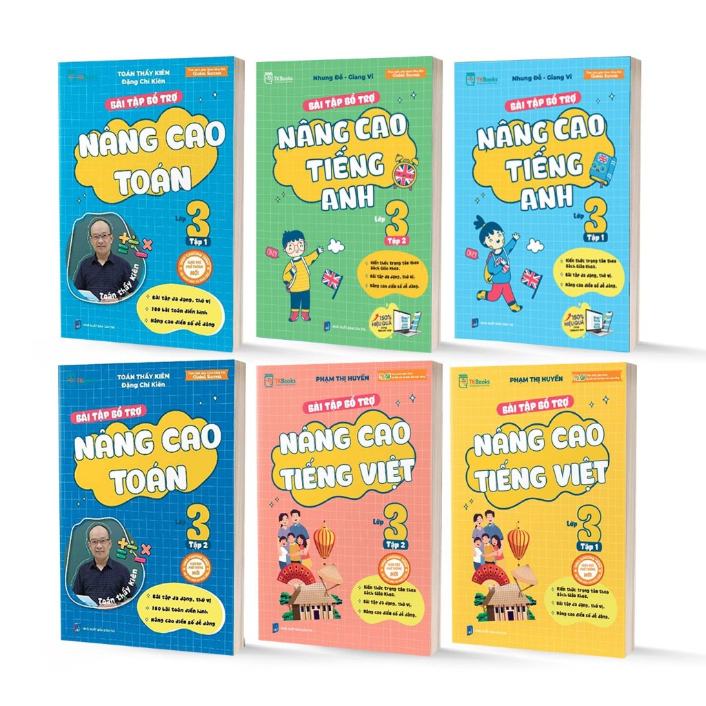 Sách - Combo Bài tập bổ trợ nâng cao Toán - Tiếng Việt - Tiếng Anh lớp 3 ( Tập 1 +2 )