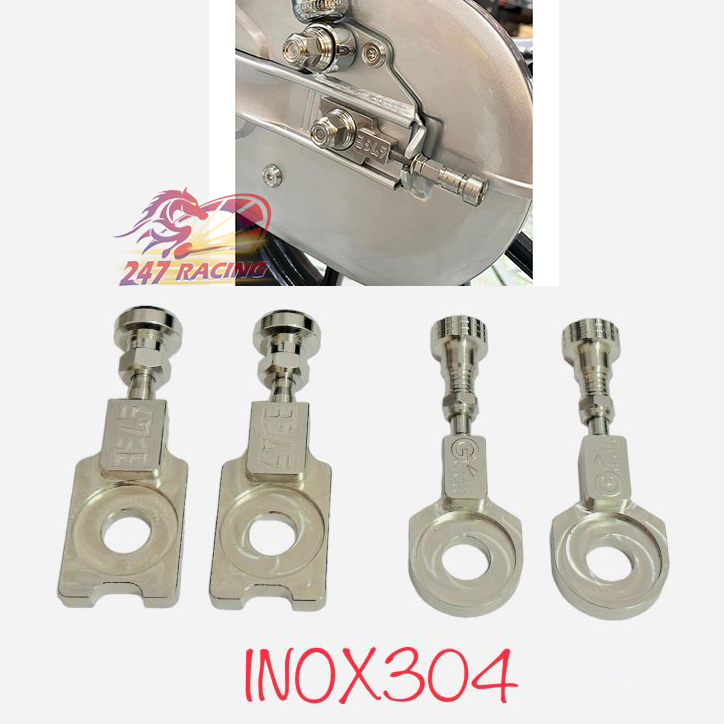 COMBO Pát tăng sên Inox 304 VÀ 2 ốc Nòng tăng Inox 304 gắn cho xe Wave Dream SIRIUS (1 cặp đầy đủ phụ kiện)