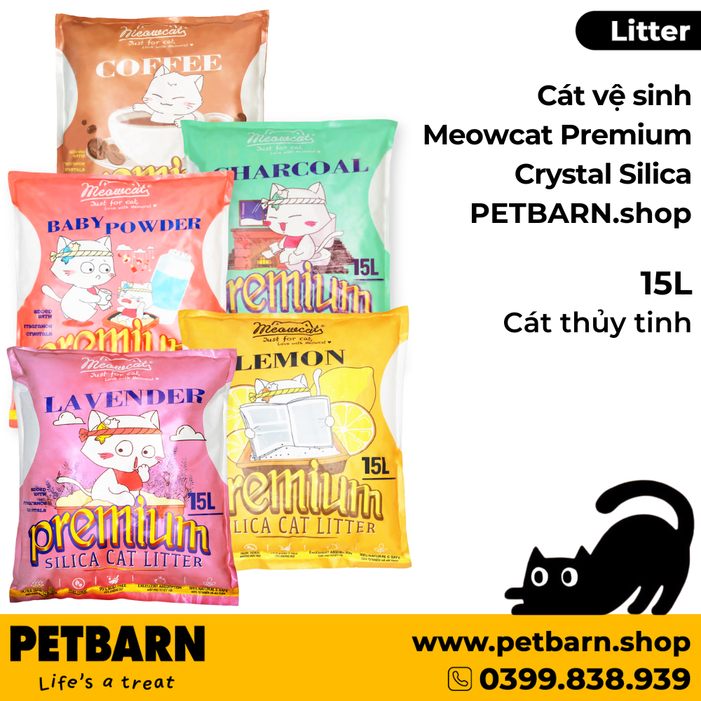 Cát vệ sinh Premium Crystal Cat Litter 15L Thuỷ tinh thể Silica