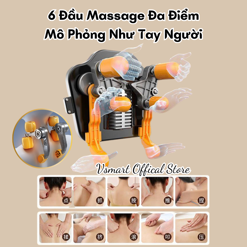 Máy Massage Cổ Vai Gáy Thông Minh 6D, Đai Mát Xa Làm Nóng Giảm Đau Nhức Mỏi Tức Thì Mô Phỏng Kỹ Thuật Massage Y Học