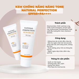 Combo 5 tuýt - kem chống nắng dr lady Natural Perfection/ nâng tone trắng hồng, kiềm dầu/ chính hãng/ date 2026