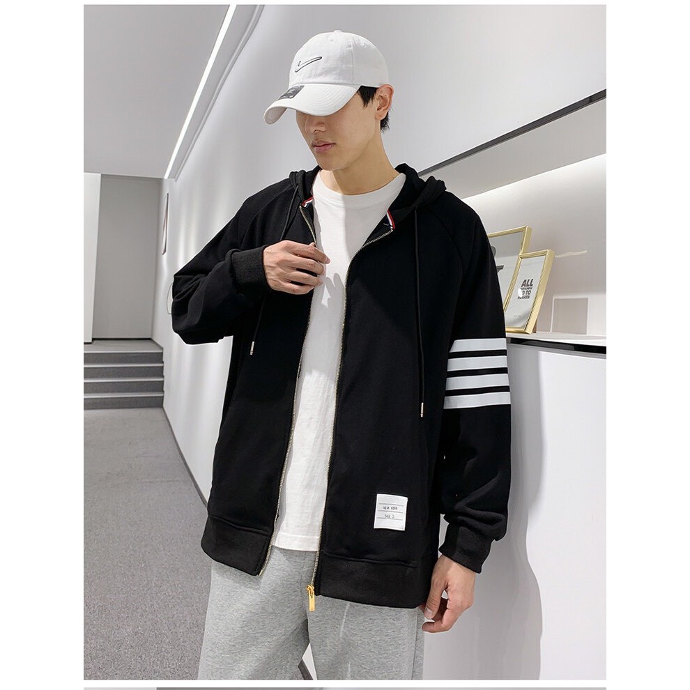 Áo khoác hoodie nỉ Bốn Sọc unisex form rộng chất nỉ ngoại dày dặn cao cấp có khóa kéo oversize dáng thụng - unisex L1