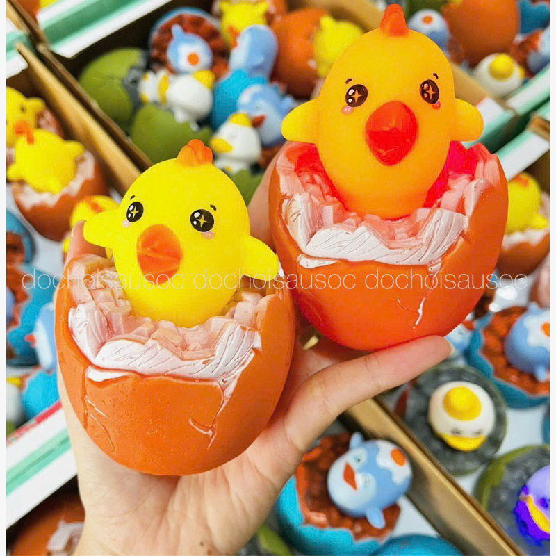 Squishy Mochi Gà Con/Vịt Con/Cánh Cụt Có Đèn, Âm Thanh Kêu Chít Chít Vui Nhộn hộp trứng nở bóp bóp đàn hồi giảm stress