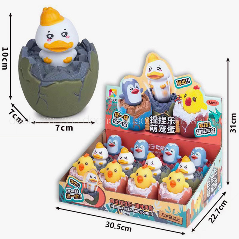 Squishy Mochi Gà Con/Vịt Con/Cánh Cụt Có Đèn, Âm Thanh Kêu Chít Chít Vui Nhộn hộp trứng nở bóp bóp đàn hồi giảm stress