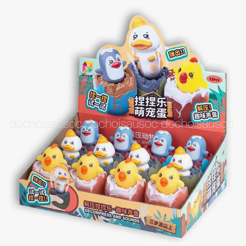 Squishy Mochi Gà Con/Vịt Con/Cánh Cụt Có Đèn, Âm Thanh Kêu Chít Chít Vui Nhộn hộp trứng nở bóp bóp đàn hồi giảm stress