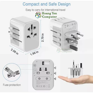 Cốc Sạc Du Lịch Remax RP-U23 12W - Chui Cắm UK/EU/US/AUS - BH 1 Năm - Hoàng Yến Computer